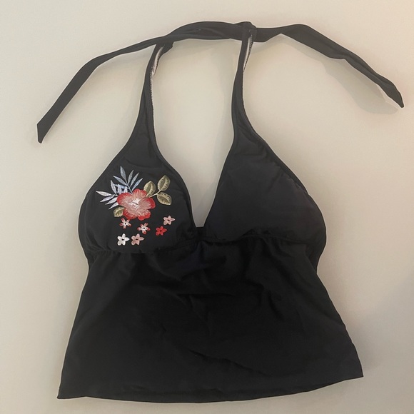 Black Embroidered Bikini Top Sz 10 - Picture 4 of 15